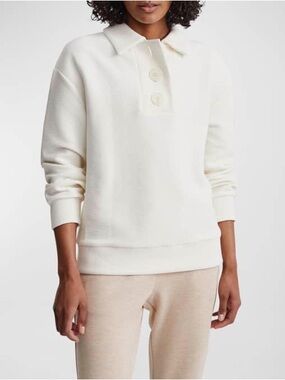 Varley Andale Button Front Sweatshirt In Whisper White Size XS